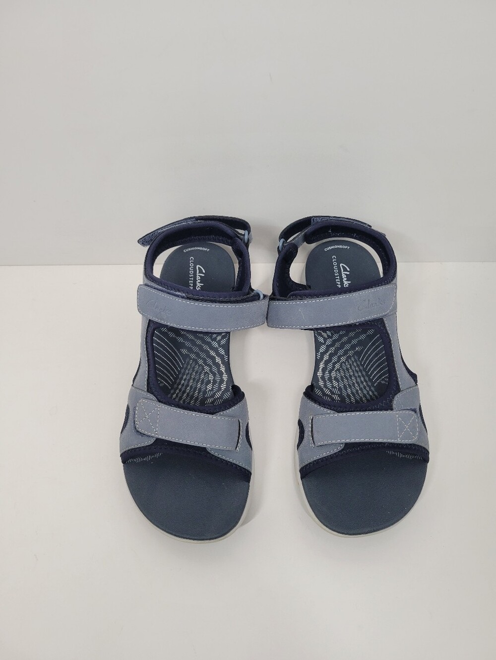 Clarks Cloud Steppers Mira Bay Blue Gray Adjustable Strap Comfort Sandal Women 8 - Picture 3 of 6